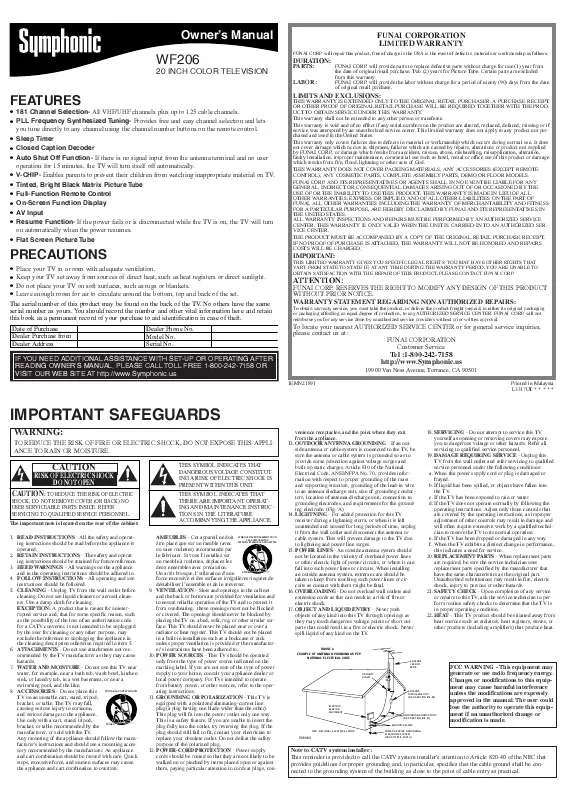 Mode d'emploi FUNAI WF206