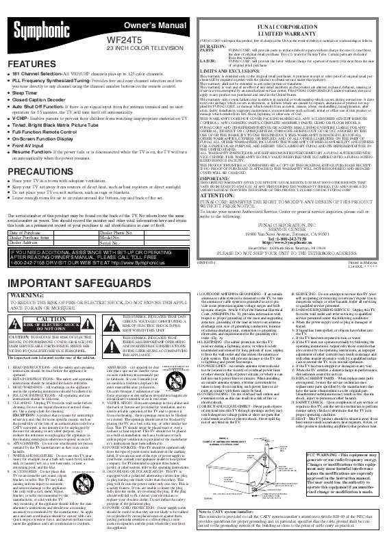 Mode d'emploi FUNAI WF24T5