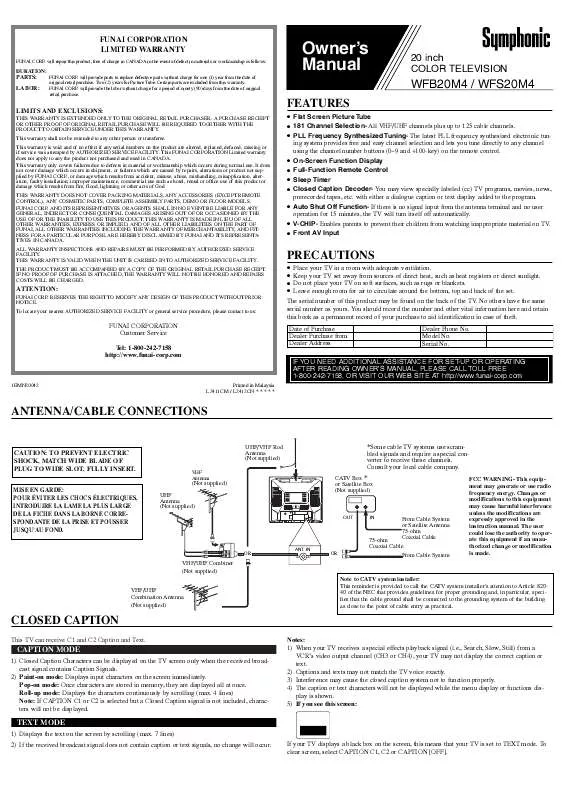 Mode d'emploi FUNAI WFB20M4