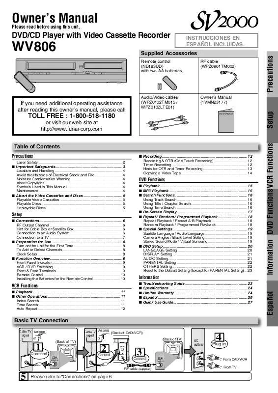 Mode d'emploi FUNAI WV806