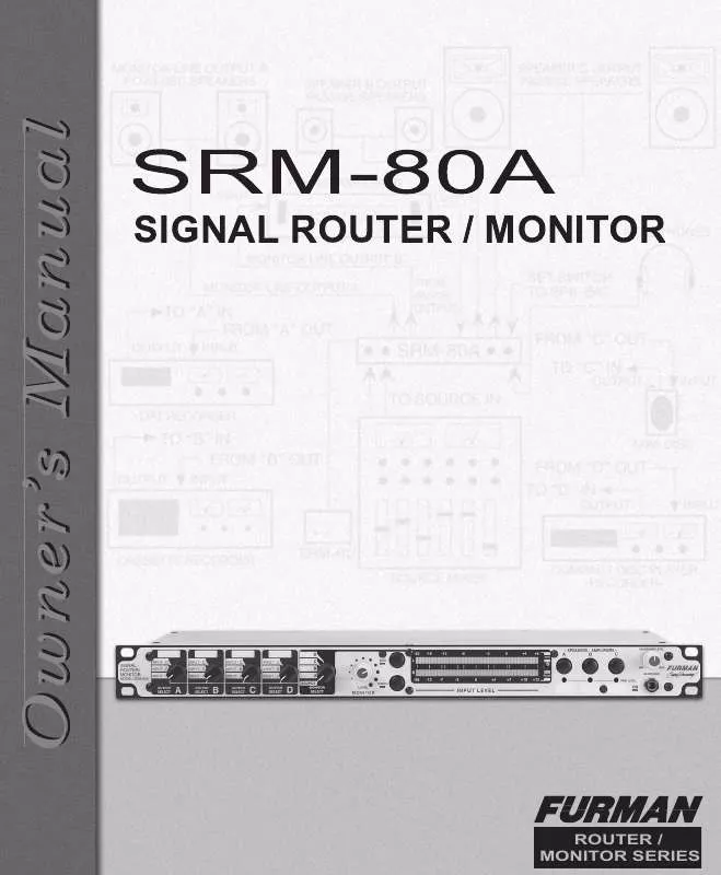 Mode d'emploi FURMAN SRM80A