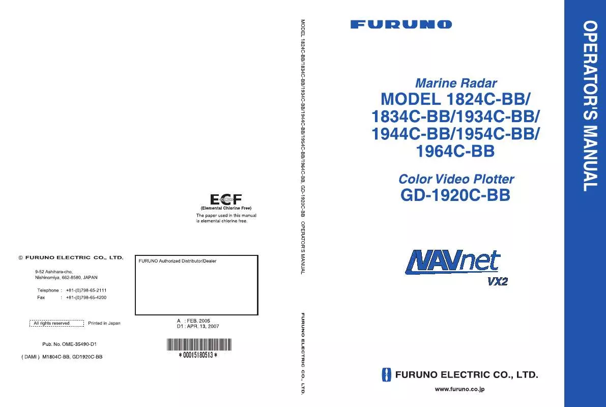 Mode d'emploi FURUNO NAVNET 1824C-BB