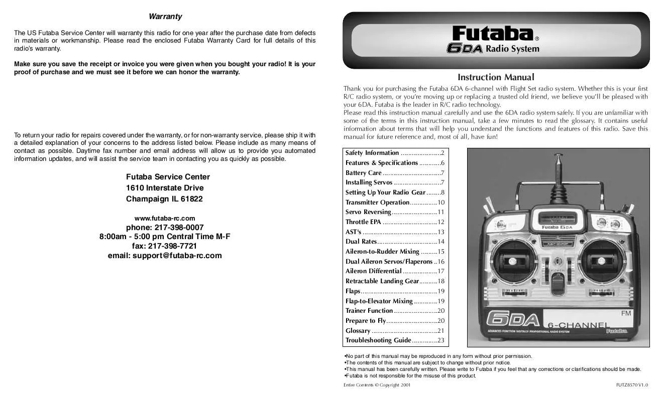 Mode d'emploi FUTABA 6DA