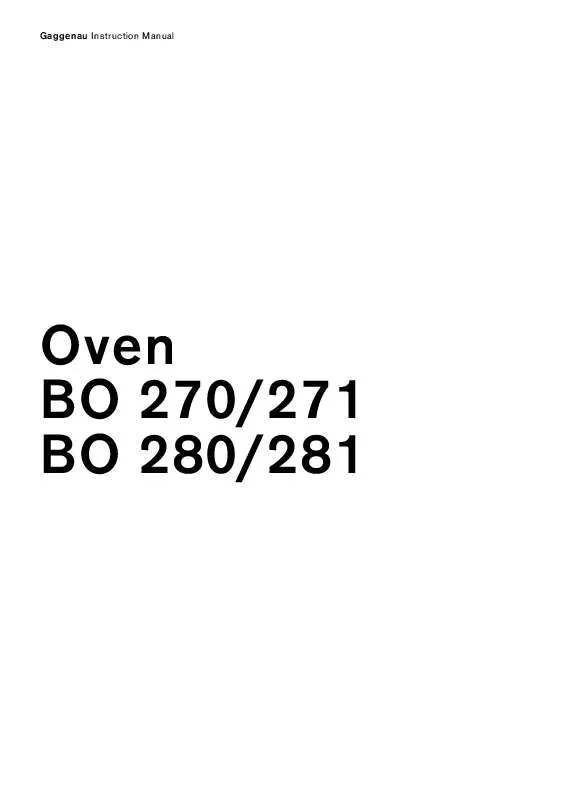 Mode d'emploi GAGGENAU BO 280