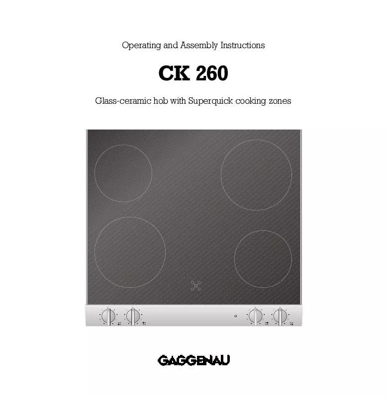 Mode d'emploi GAGGENAU CK260204