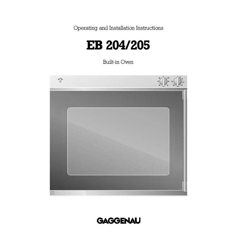 Mode d'emploi GAGGENAU EB 204