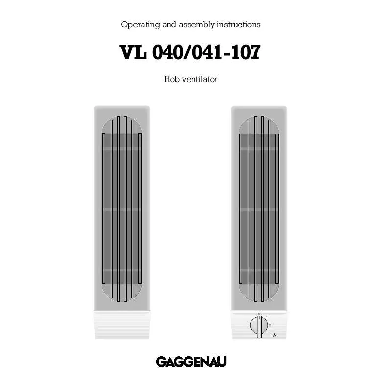 Mode d'emploi GAGGENAU VL 040-107