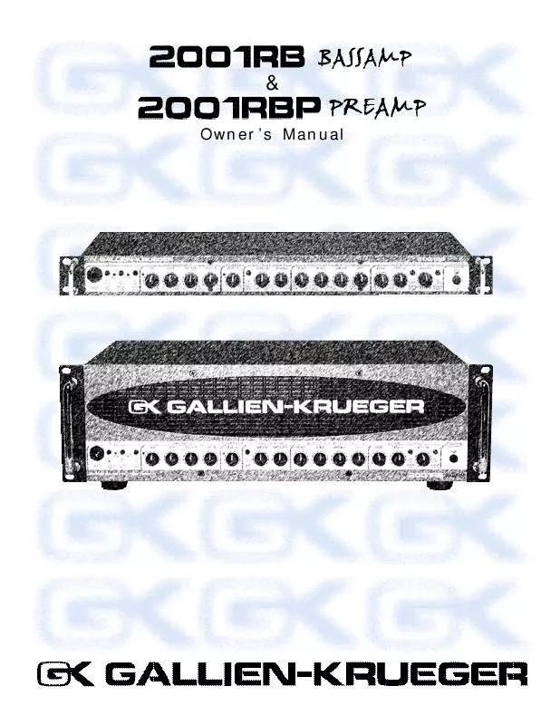 Mode d'emploi GALLIEN-KRUEGER 2001RB