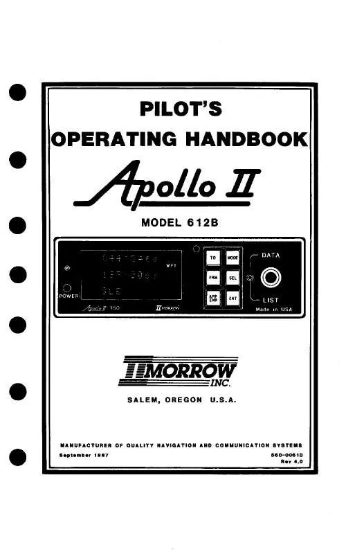 Mode d'emploi GARMIN APOLLO 612B