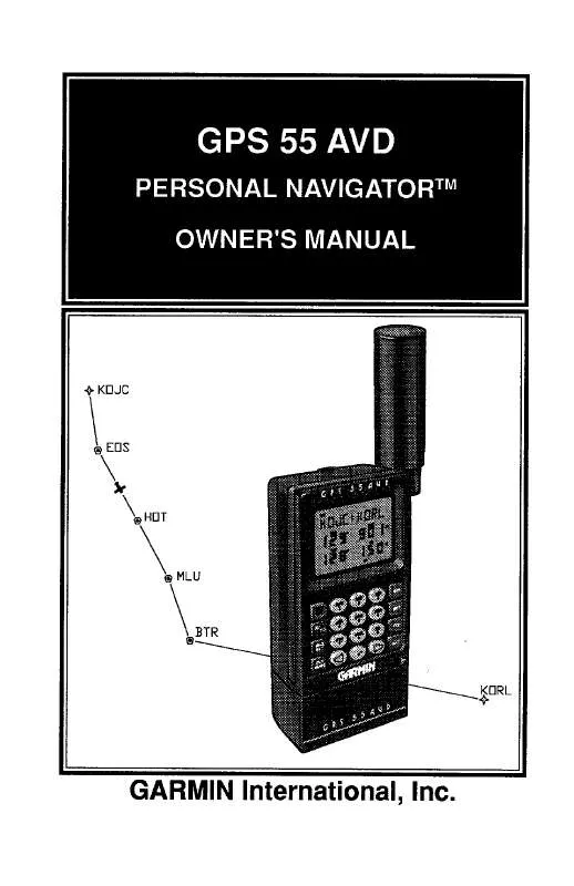 Mode d'emploi GARMIN GPS 55AVD