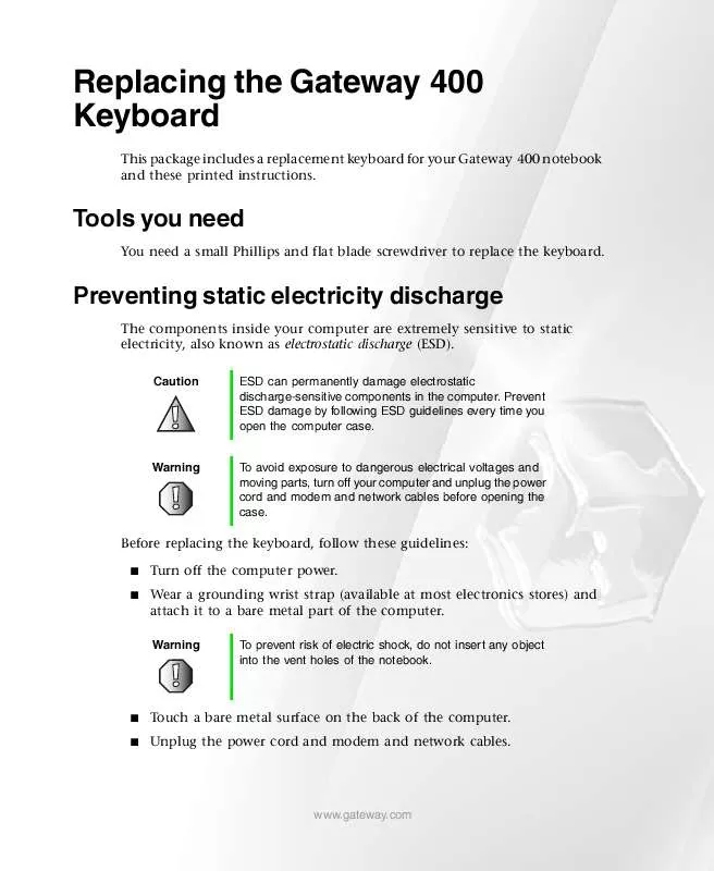 Mode d'emploi GATEWAY 400SD4