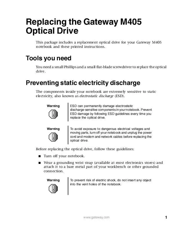 Mode d'emploi GATEWAY M405