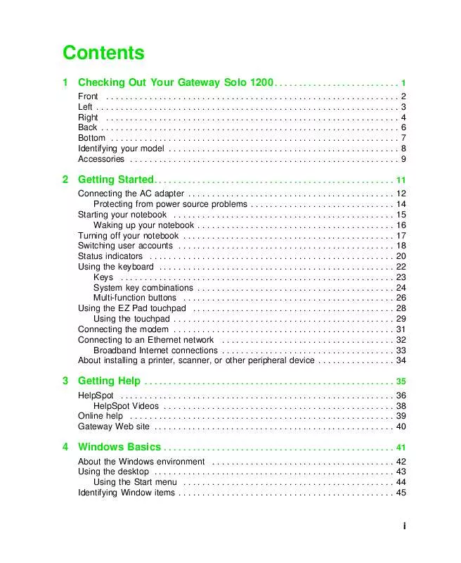 Mode d'emploi GATEWAY SOLO 1200