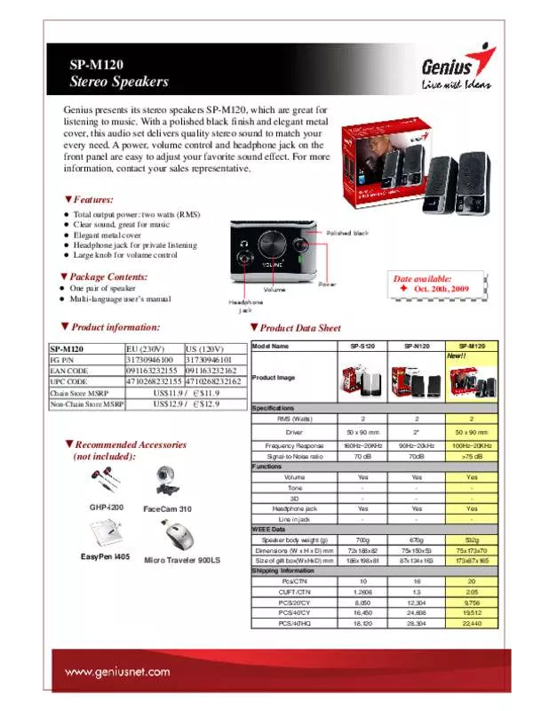 Mode d'emploi GENIUS SP-M120