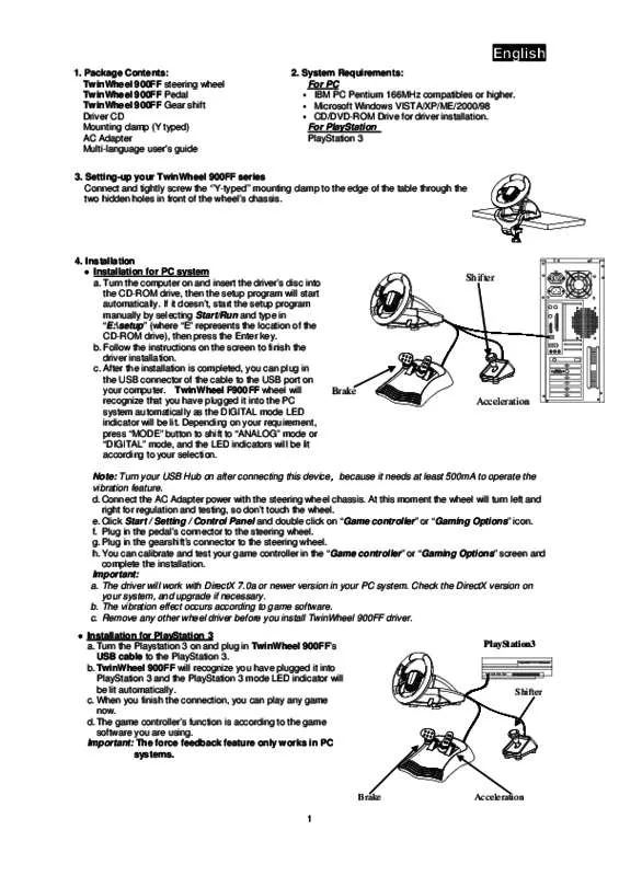 Mode d'emploi GENIUS TWIN WHEEL 900FF