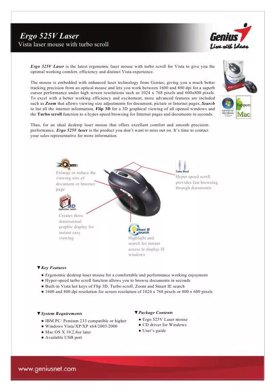 Mode d'emploi GENUIS ERGO 525V LASER