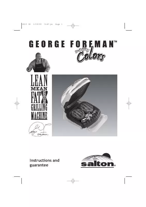 Mode d'emploi GEORGE FOREMAN BABY GEORGE GRILLING MACHINE MODEL 10198