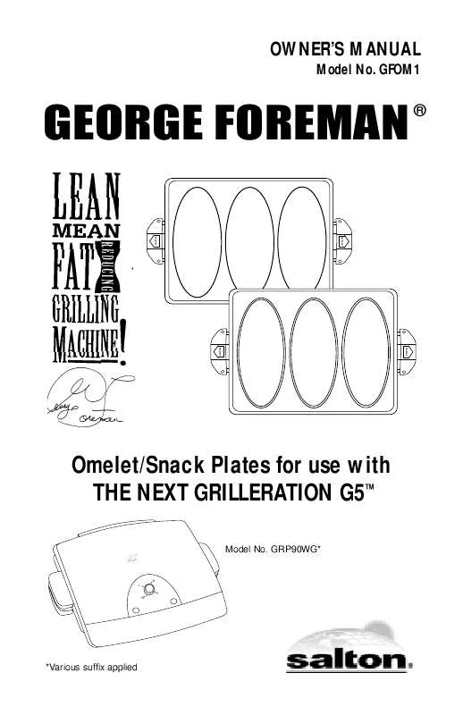 Mode d'emploi GEORGE FOREMAN GFOM1