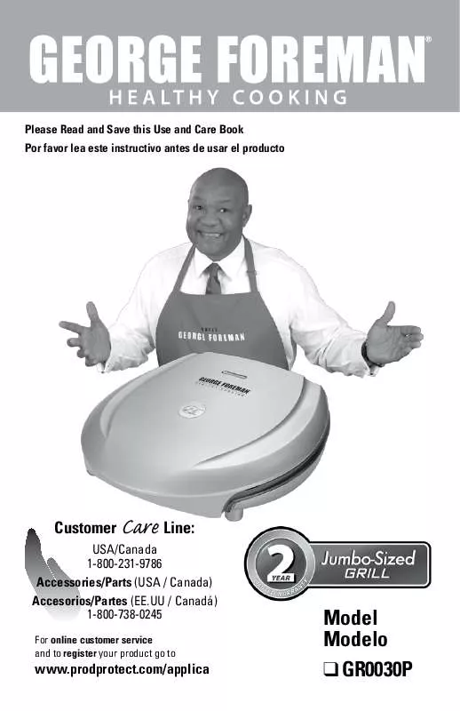 Mode d'emploi GEORGE FOREMAN GR0030P