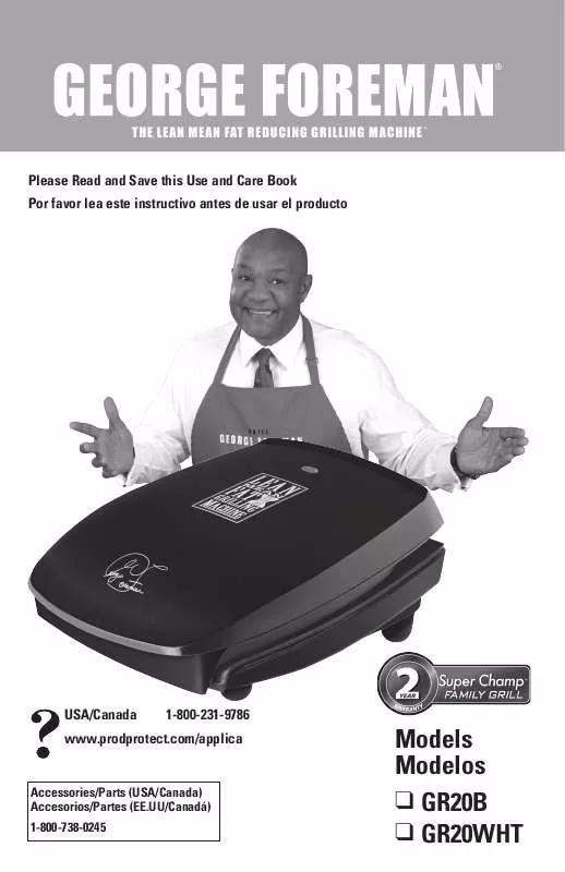 Mode d'emploi GEORGE FOREMAN GR20BHT