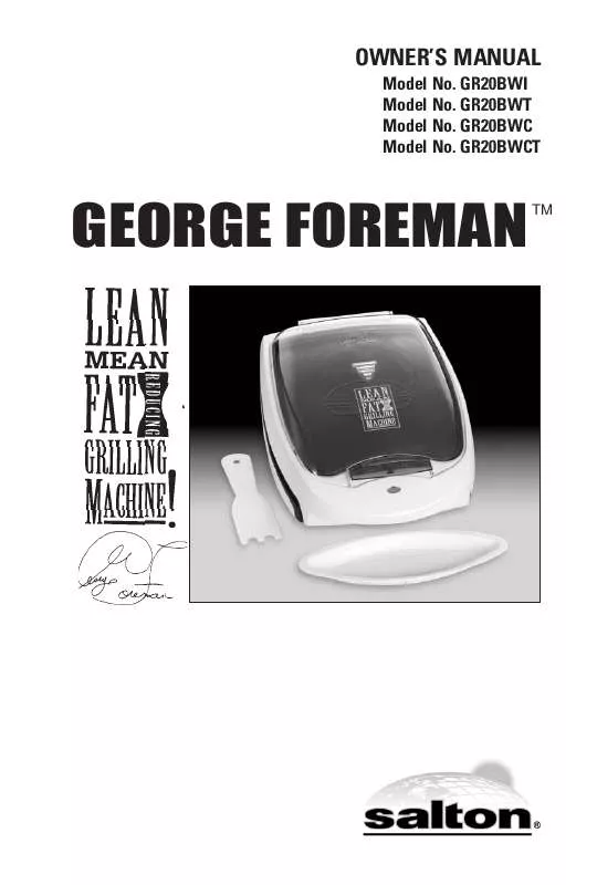 Mode d'emploi GEORGE FOREMAN GR20BWT