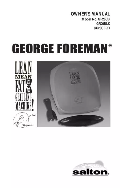 Mode d'emploi GEORGE FOREMAN GR26CB