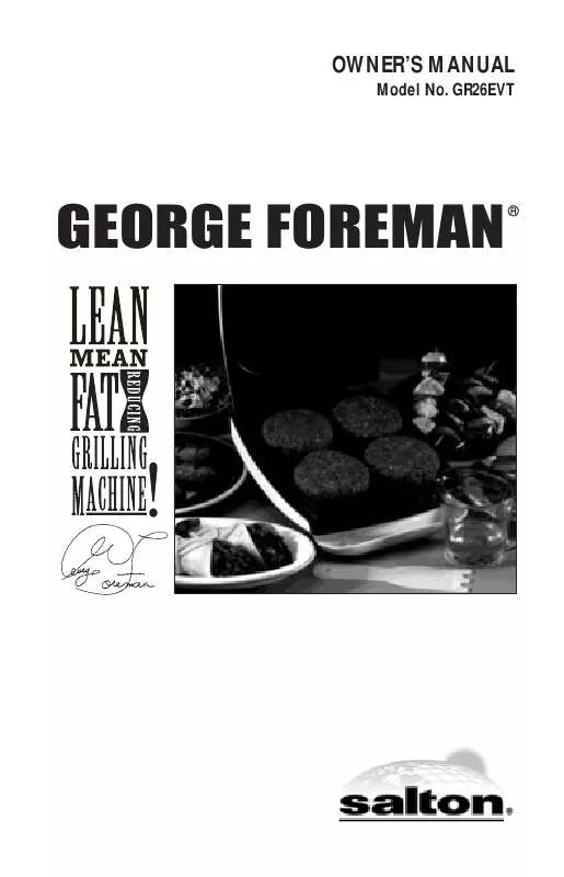 Mode d'emploi GEORGE FOREMAN GR26EVT