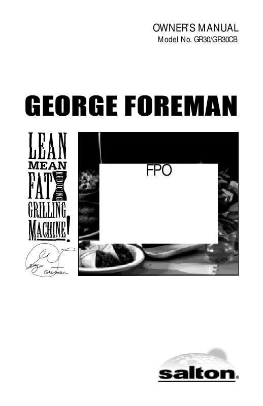 Mode d'emploi GEORGE FOREMAN GR30CB