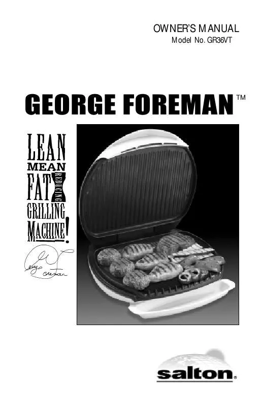 Mode d'emploi GEORGE FOREMAN GR36VT