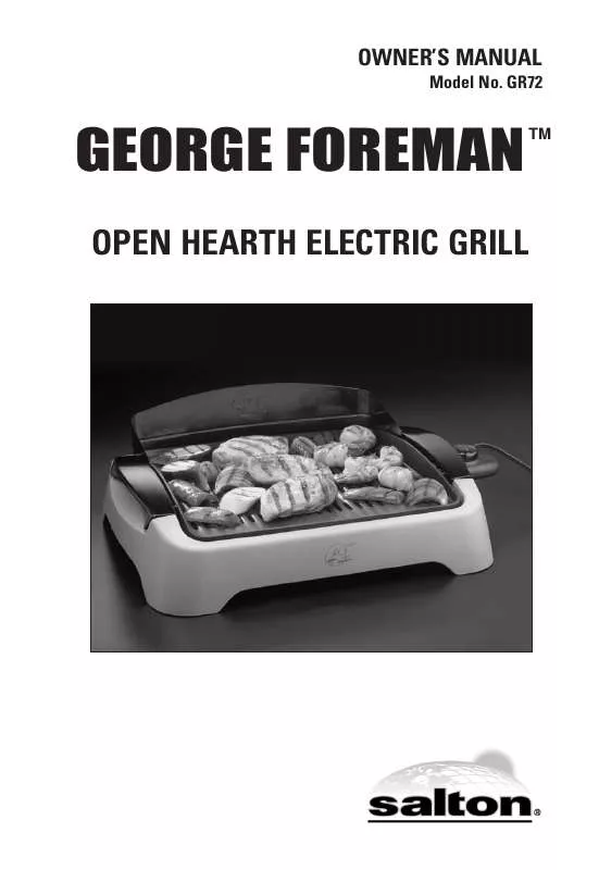 Mode d'emploi GEORGE FOREMAN GR72