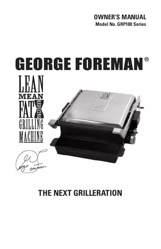 Mode d'emploi GEORGE FOREMAN GRP100