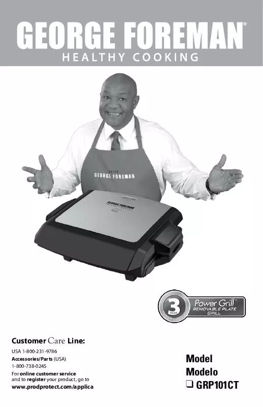 Mode d'emploi GEORGE FOREMAN GRP101CT