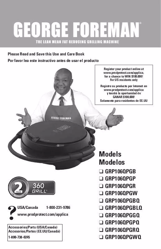 Mode d'emploi GEORGE FOREMAN GRP106QPGGQ