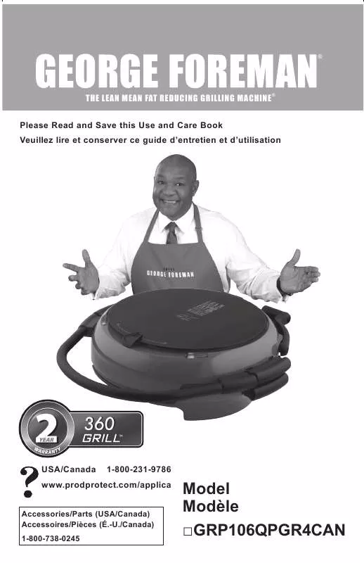 Mode d'emploi GEORGE FOREMAN GRP106QPGR4CAN