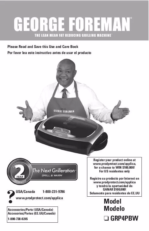 Mode d'emploi GEORGE FOREMAN GRP4PBW