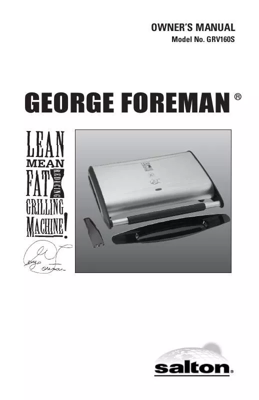 Mode d'emploi GEORGE FOREMAN GRV160S