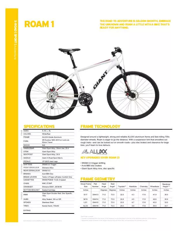 Mode d'emploi GIANT BICYCLES ROAM 1