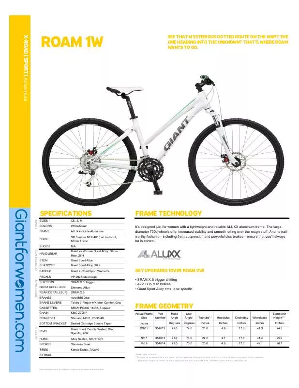 Mode d'emploi GIANT BICYCLES ROAM 1W