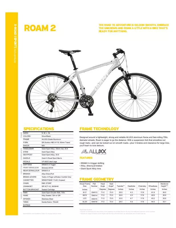 Mode d'emploi GIANT BICYCLES ROAM 2