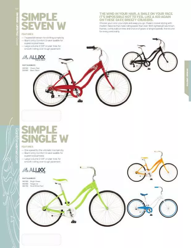 Mode d'emploi GIANT BICYCLES SIMPLE SINGLE W