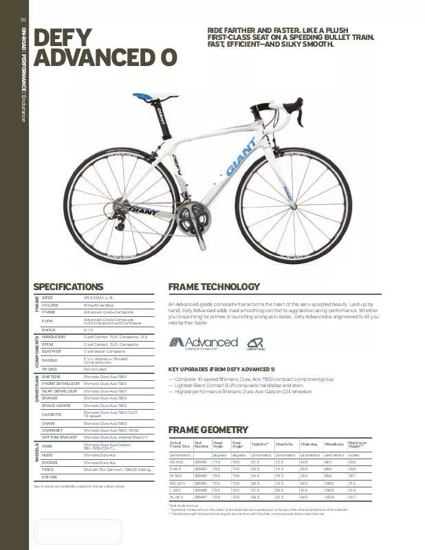 Mode d'emploi GIANT DEFY ADVANCED 0