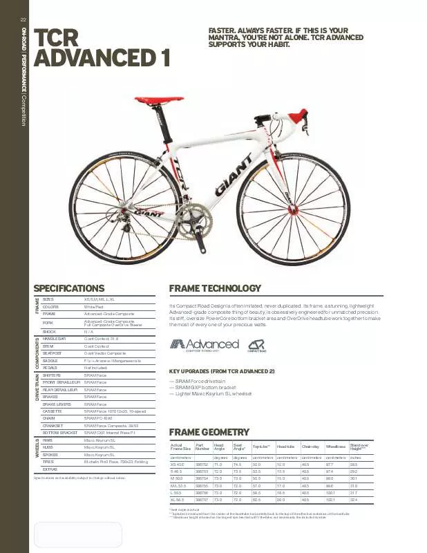 Mode d'emploi GIANT TCR ADVANCED 1