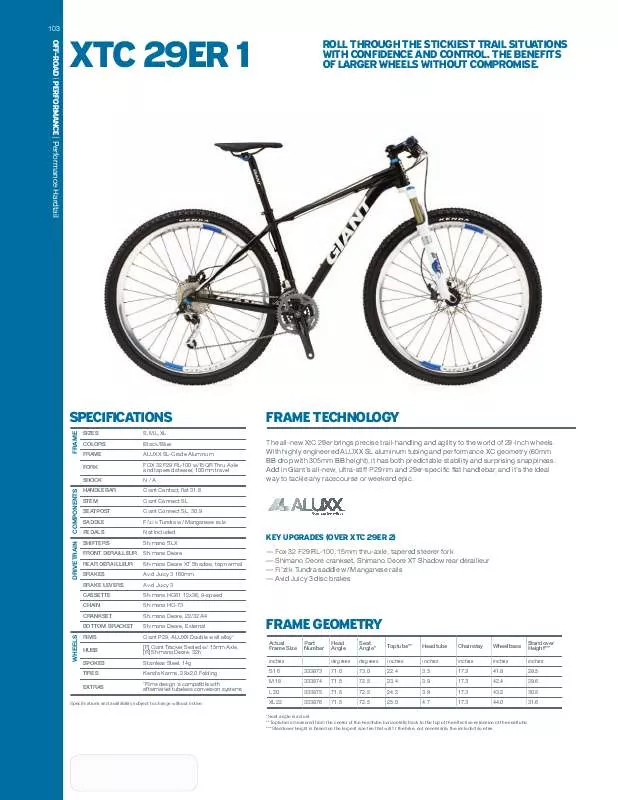 Mode d'emploi GIANT XTC 29ER 1