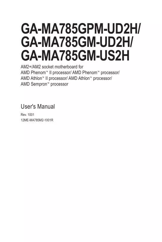 Mode d'emploi GIGABYTE GA-MA785GM-UD2H