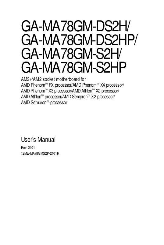 Mode d'emploi GIGABYTE GA-MA78GM-DS2HP