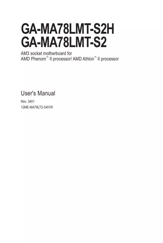 Mode d'emploi GIGABYTE GA-MA78LMT-S2