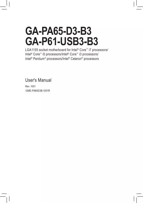 Mode d'emploi GIGABYTE GA-P61-USB3-B3