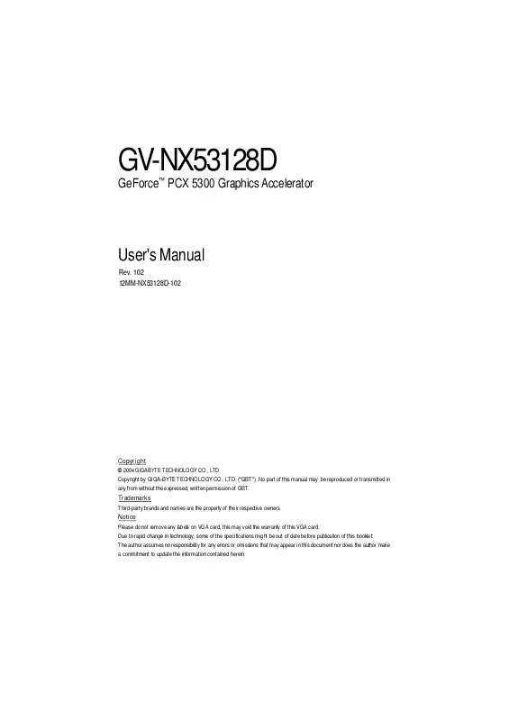 Mode d'emploi GIGABYTE GV-NX53128D