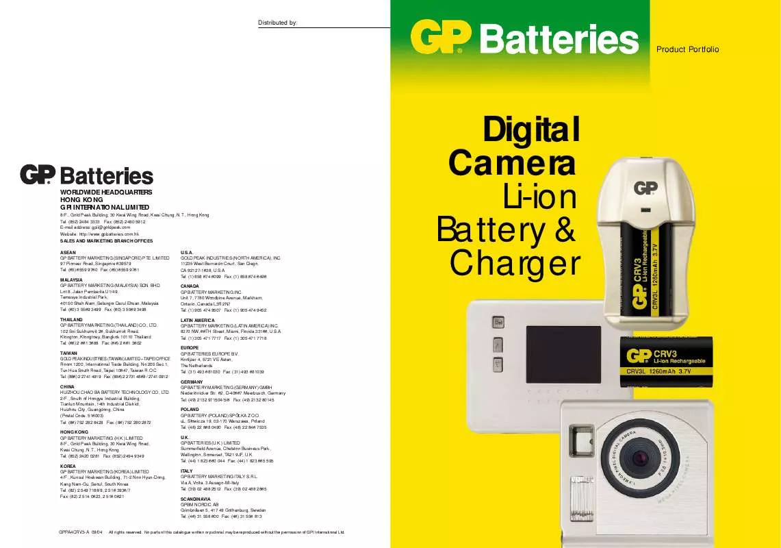 Mode d'emploi GP BATTERIES CRV3