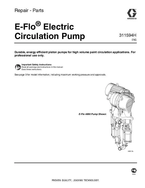Mode d'emploi GRACO E-FLO ELECTRIC CIRCULATION PUMP